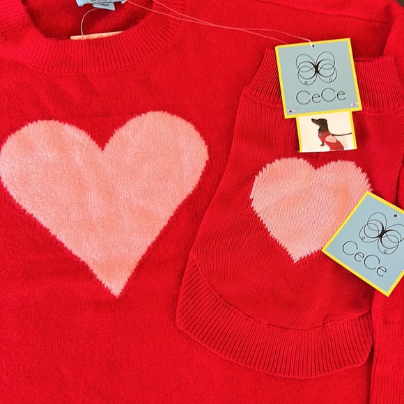 CeCe Sweaters Heart Sweater And Matching Dog Sweater Poshmark